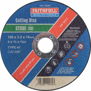 Faithfull Stone Cutting Disc 100mm 3.2mm 16mm