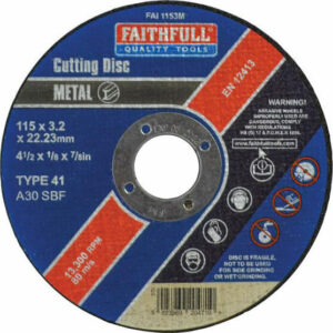 Faithfull Metal Cut Off Disc 115mm 3.2mm 22mm