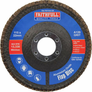 Faithfull Aluminium Oxide Abrasive Flap Disc 115mm 120g Pack of 1