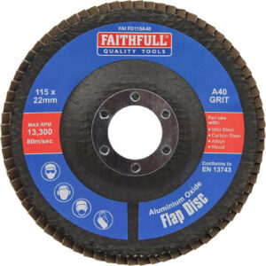 Faithfull Aluminium Oxide Abrasive Flap Disc 115mm 40g Pack of 1