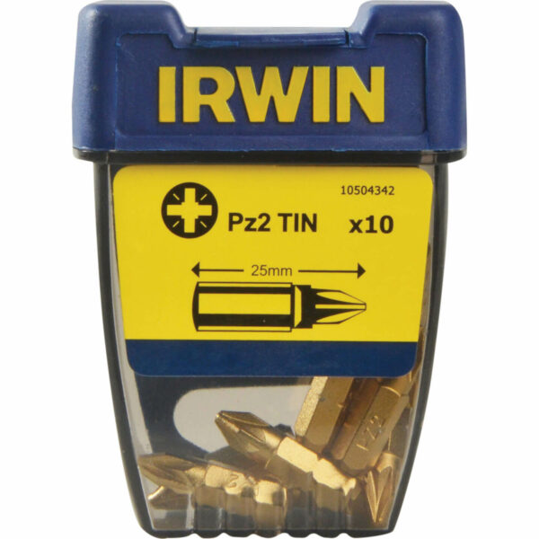 Irwin Pozi Titanium Coated Screwdriver Bit PZ2 25mm Pack of 10