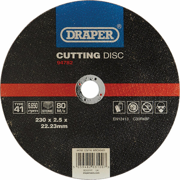 Draper Flat Stone Cutting Disc 230mm 2.5mm 22mm