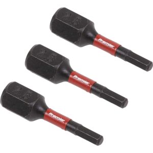 Sealey Impact Power Tool Hexagon Screwdriver Bits Hex 2.5mm 25mm Pack of 3