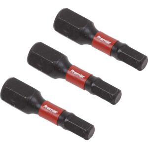 Sealey Impact Power Tool Hexagon Screwdriver Bits Hex 4mm 25mm Pack of 3