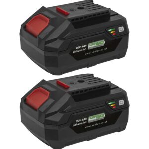 Sealey BK04 20v Cordless SV20V Li-ion Battery 4ah Pack of 2 4ah