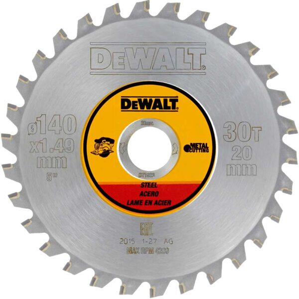 DeWalt Metal Steel Cutting Saw Blade 140mm 30T 20mm