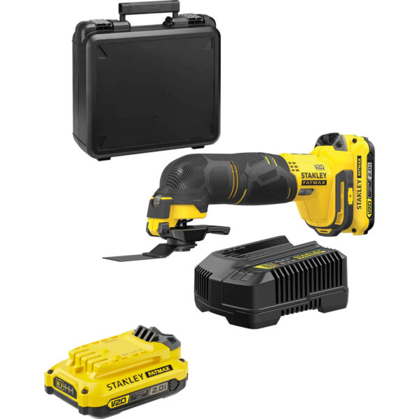 Stanley Fatmax V20 SFMCE500 18v Cordless OIS Oscillating Multi Tool 2 x 2ah Li-ion Battery Charger Case