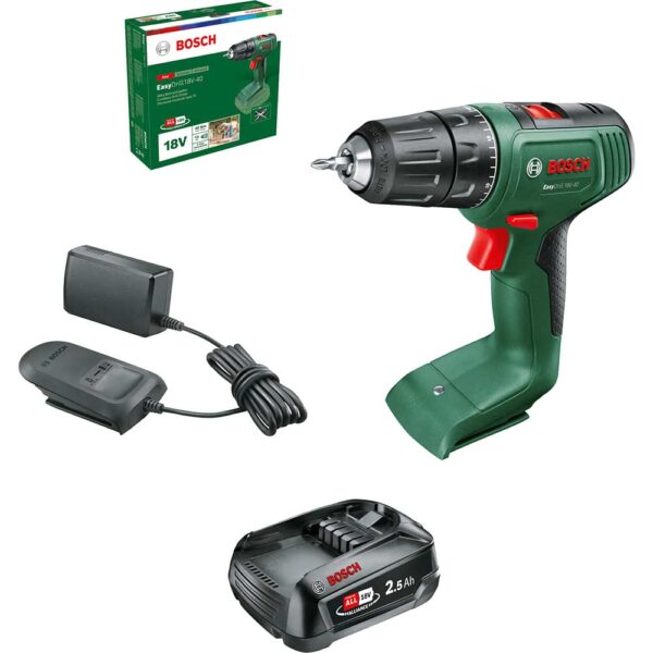 Bosch EASYDRILL 18V-40 P4A 18v Cordless Drill Driver 1 x 2.5ah Li-ion Battery Charger No Case Bosch EASYDRILL 18V-40 P4A 18v Cordless Drill Driver 1 x 2.5ah Li-ion Battery Charger No Case
