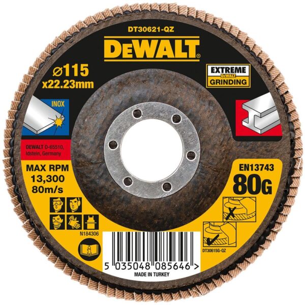 DeWalt Extreme Zirconium Oxide Flap Disc 125mm 80g Pack of 1