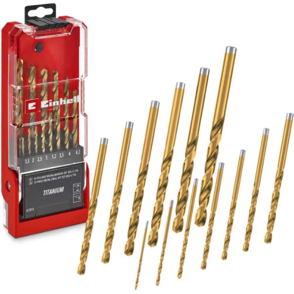 Einhell 13 Piece HSS-G Titanium Coated Drill Bit Set Einhell 13 Piece HSS-G Titanium Coated Drill Bit Set