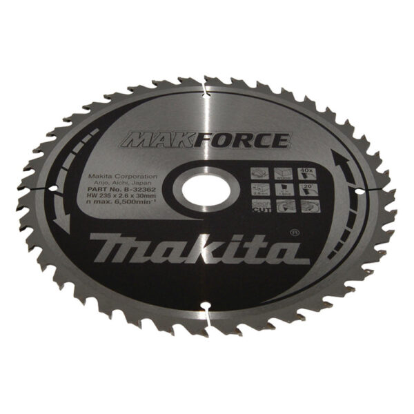 Makita MAKFORCE Circular Saw Blade for Wood Cutting 235mm 40T 30mm Makita MAKFORCE Circular Saw Blade for Wood Cutting 235mm 40T 30mm
