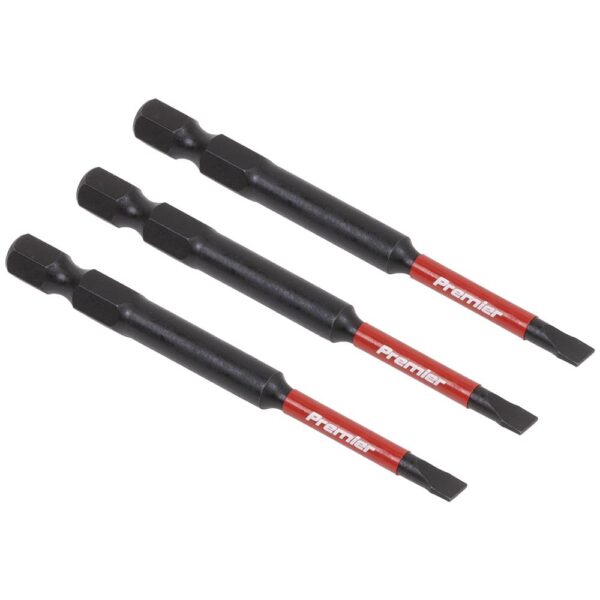Sealey Impact Power Tool Slotted Screwdriver Bits 4.5mm 75mm Pack of 3