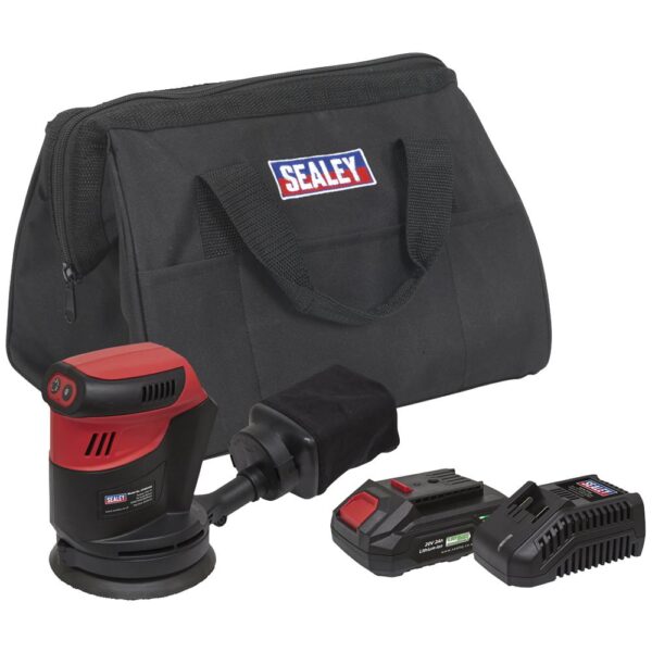 Sealey CP20VOS 20v Cordless Orbital Palm Sander 1 x 2ah Li-ion Battery Charger Bag