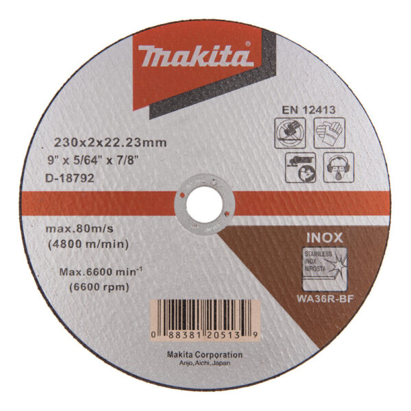 Makita Thin Inox Stainless Steel Cutting Disc 230mm 230mm